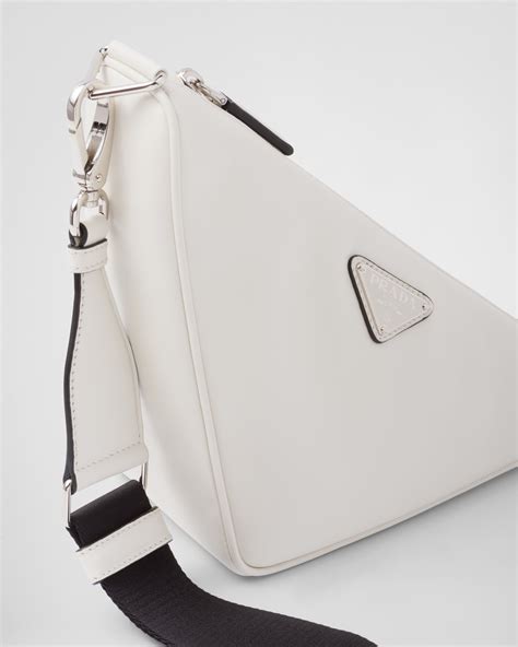 PRADA Grace Lux Triangle Shoulder Bag White 